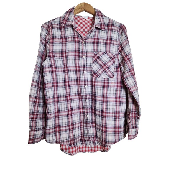 Aeropostale Tops - Aeropostale Shirt Womens Small Long Sleeve Red Plaid Checkered Soft Pocket